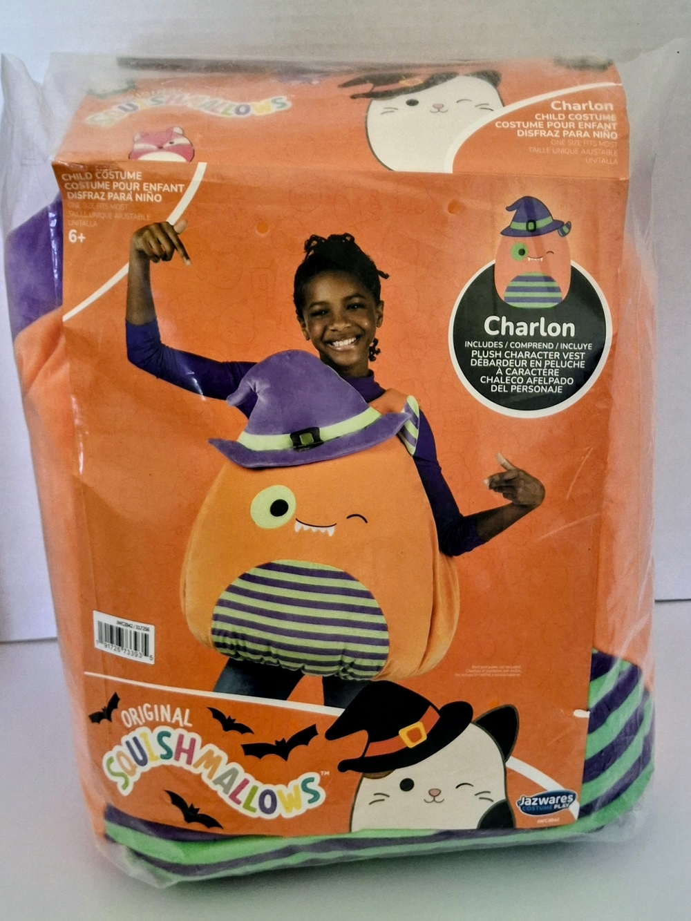 Kids Orange Pumpkin Plush Costume - Squishmallows Style